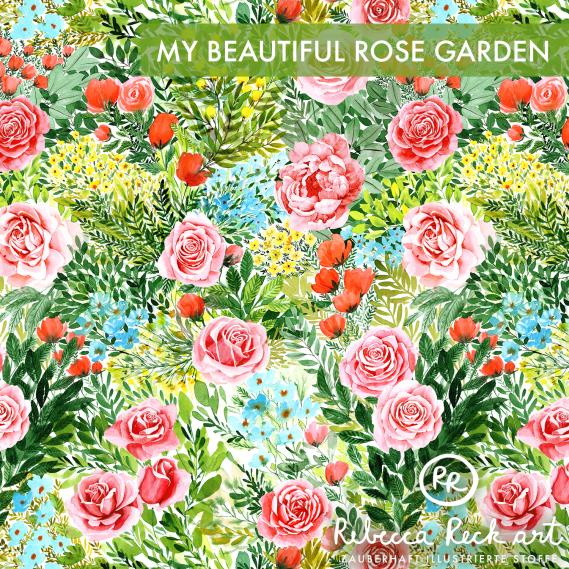 BIO Baumwolljersey "My beautiful Rose Garden"